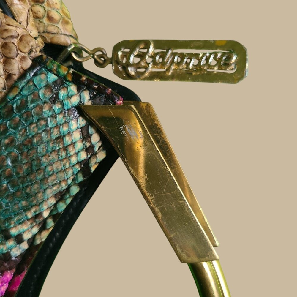 Vintage Caprice Python Half Moon Handbag - image 4